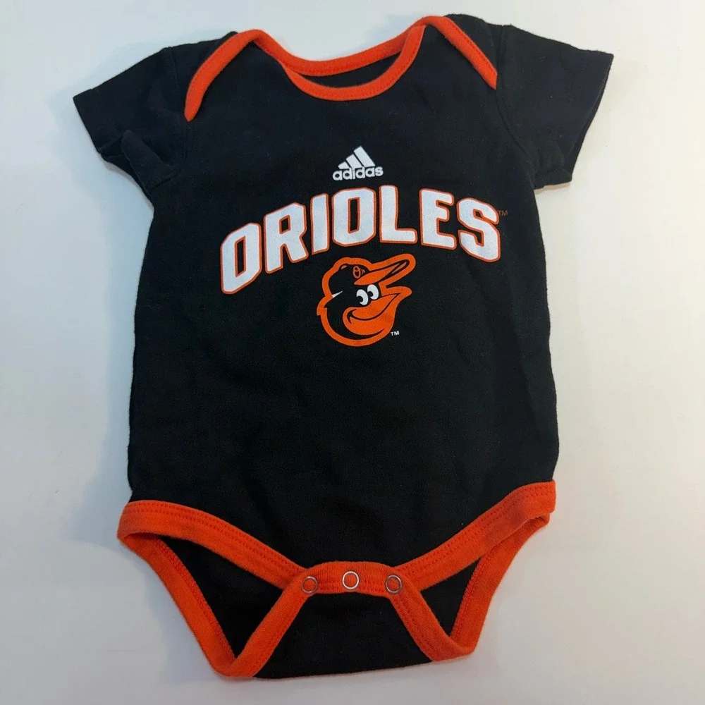 Baltimore Orioles MLB Adidas Bodysuit One-Piece Baby Kids 3/6M Black Baseball
